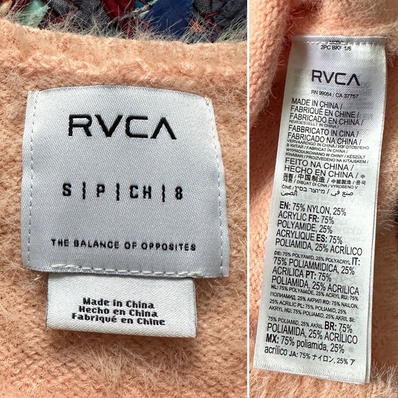 RVCA Pink Fuzzy Cropped Short Sleeve Sweater Women's Size Small Preppy Girly - Picture 15 of 16